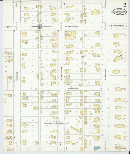Sanborn Fire Insurance Map from Gibsonburg, Sandusky County, Ohio (1910), Sheet #0002 - Complete Map Set gallery image, historic Sanborn map, vintage wall art, Ohio Ohio