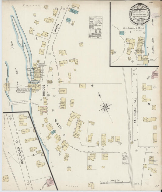 Sanborn Fire Insurance Map from Shushan, Washington County, New York (1887), Sheet #0001 - Historic Sanborn Fire Insurance Map Print, vintage old map wall art, antique decor, genealogy gift, New York New York map
