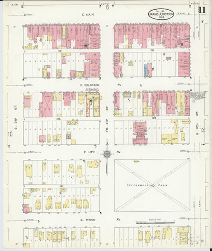 Sanborn Fire Insurance Map from Grand Junction, Mesa County, Colorado (1912), Sheet #0011 - Complete Map Set gallery image, historic Sanborn map, vintage wall art, Colorado Colorado