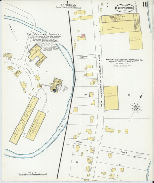 Sanborn Fire Insurance Map from Lawrenceburg, Anderson County, Kentucky (1909), Sheet #0011 - Historic Sanborn Fire Insurance Map Print, vintage old map wall art, antique decor, genealogy gift, Kentucky Kentucky map