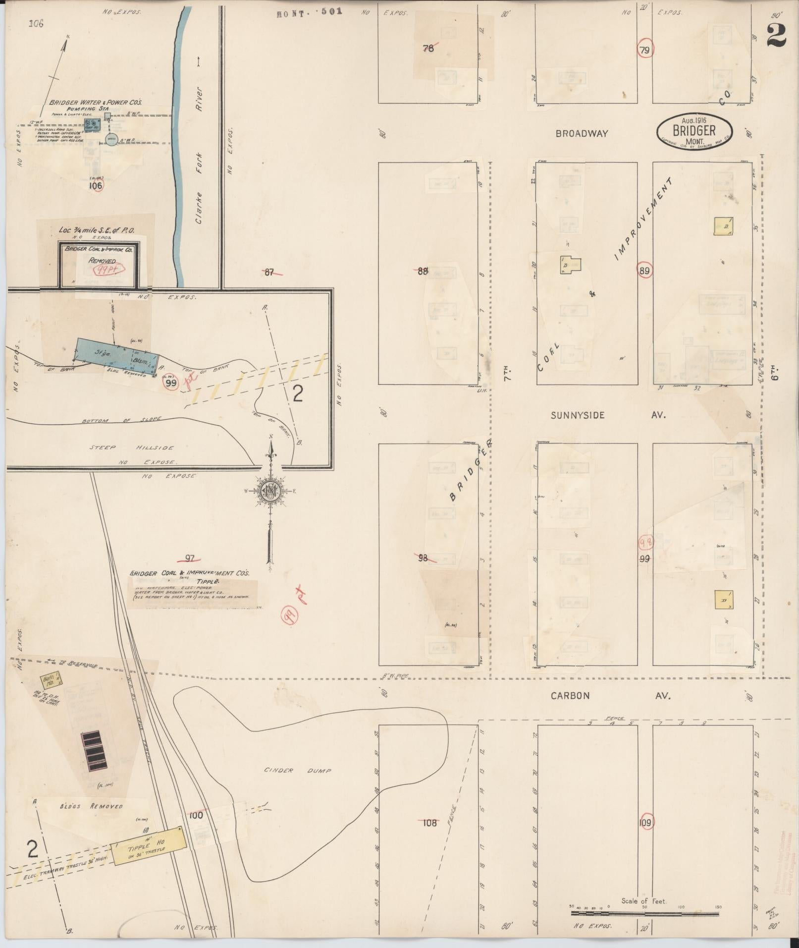 Sanborn Fire Insurance Map from Bridger, Carbon County, Montana (1940), Sheet #0002 - Complete Map Set gallery image, historic Sanborn map, vintage wall art, Montana Montana
