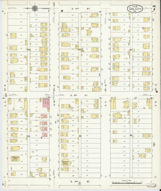 Sanborn Fire Insurance Map from Gas City, Grant County, Indiana (1911), Sheet #0007 - Historic Sanborn Fire Insurance Map Print, vintage old map wall art, antique decor, genealogy gift, Indiana Indiana map