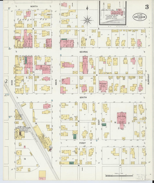 Sanborn Fire Insurance Map from Arcanum, Darke County, Ohio (1901), Sheet #0003 - Historic Sanborn Fire Insurance Map Print, vintage old map wall art, antique decor, genealogy gift, Ohio Ohio map