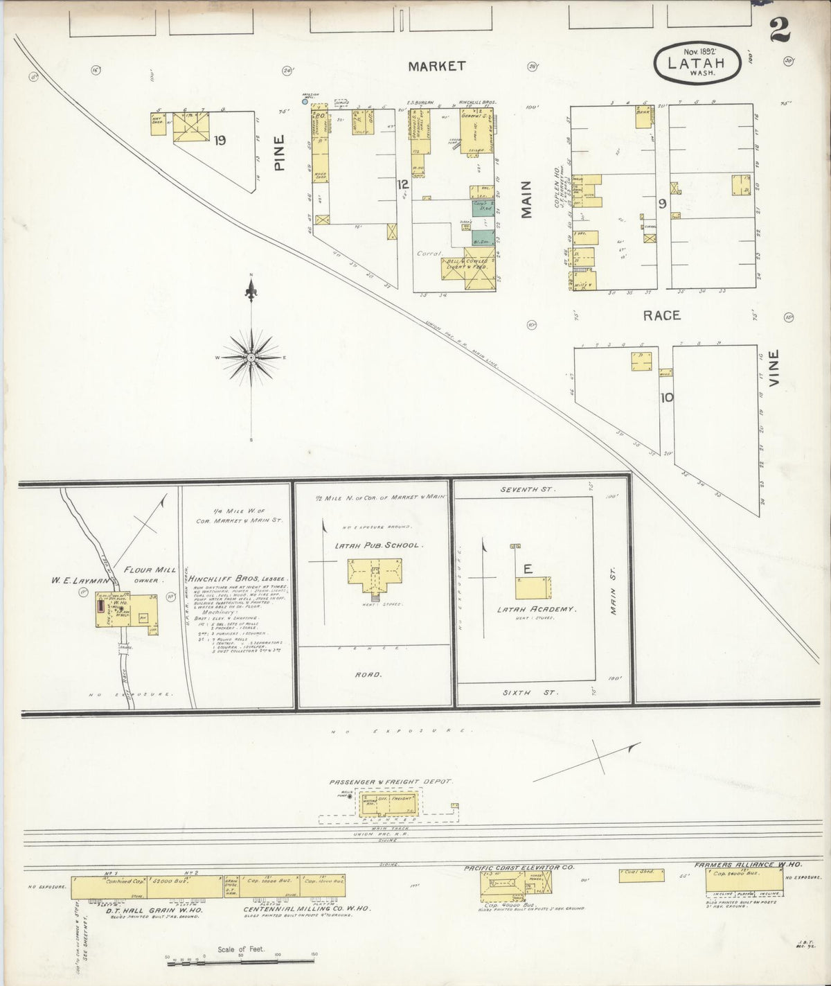 Sanborn Fire Insurance Map from Latah, Spokane County, Washington (1892), Sheet #0002 - Historic Sanborn Fire Insurance Map Print, vintage old map wall art, antique decor, genealogy gift, Washington Washington map