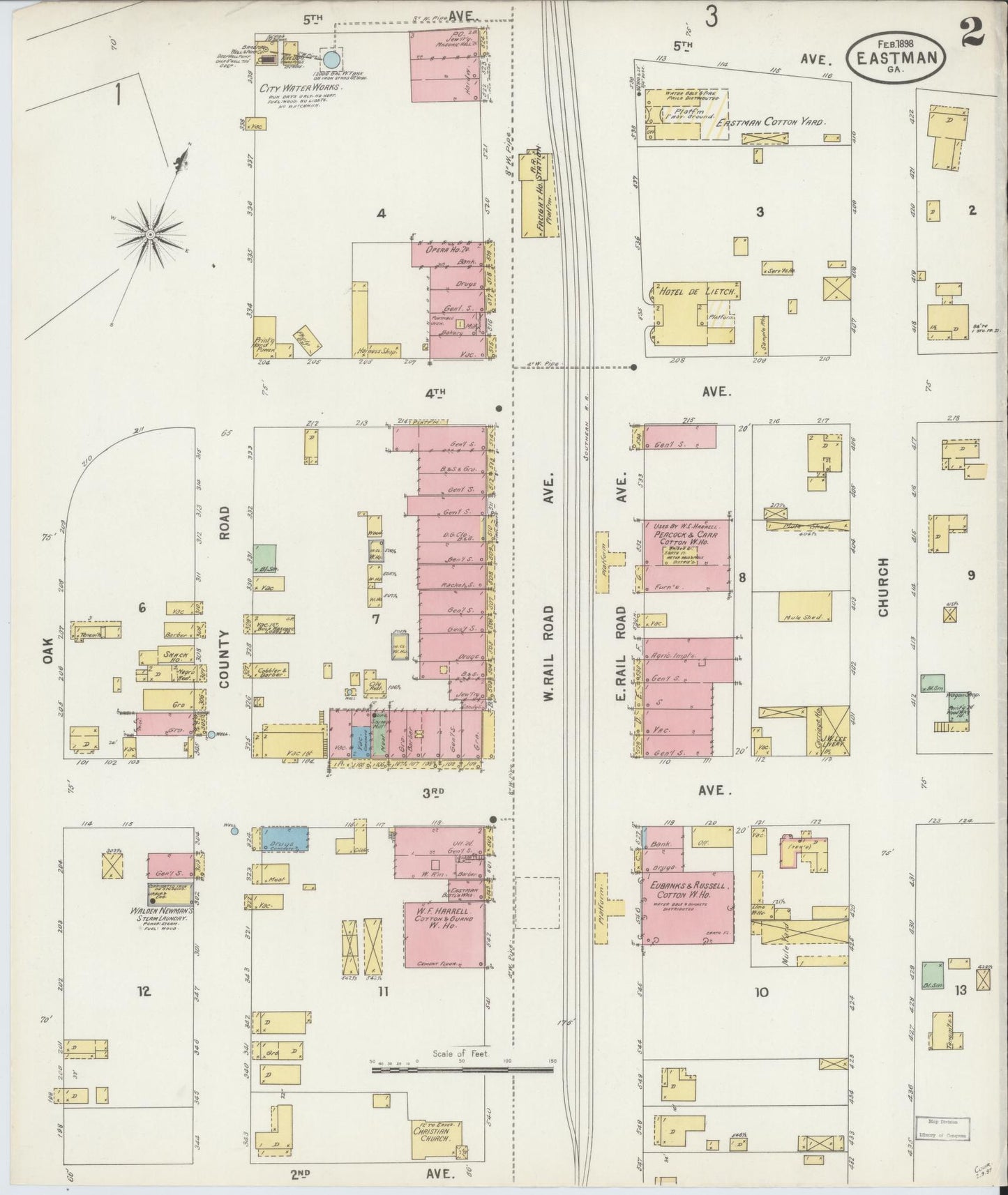 Sanborn Fire Insurance Map from Eastman, Dodge County, Georgia (1898), Sheet #0002 - Complete Map Set gallery image, historic Sanborn map, vintage wall art, Georgia Georgia