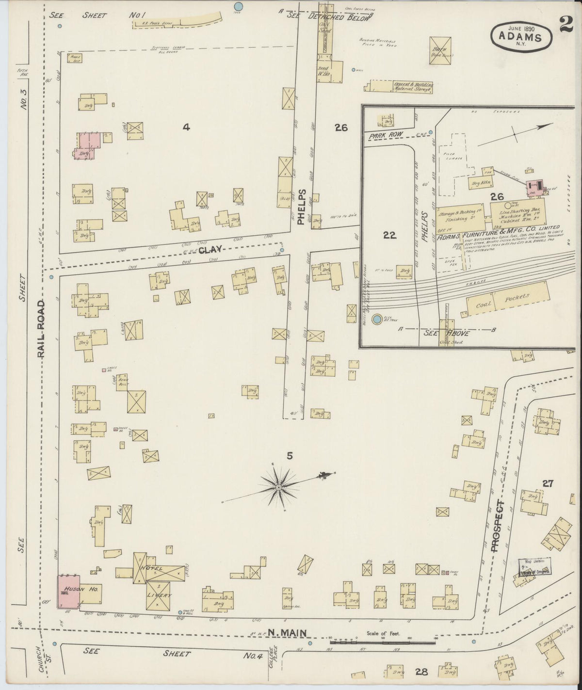 Sanborn Fire Insurance Map from Adams, Jefferson County, New York (1890), Sheet #0002 - Complete Map Set gallery image, historic Sanborn map, vintage wall art, New York New York