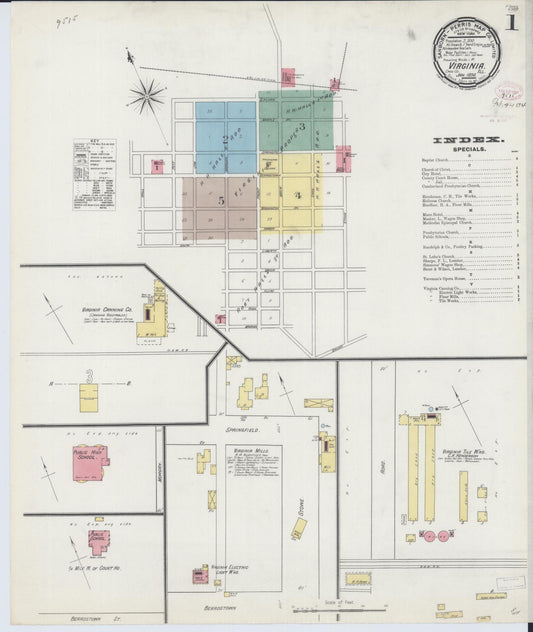 Sanborn Fire Insurance Map from Virginia, Cass County, Illinois (1894), Sheet #0001 - Historic Sanborn Fire Insurance Map Print, vintage old map wall art, antique decor, genealogy gift, Illinois Illinois map