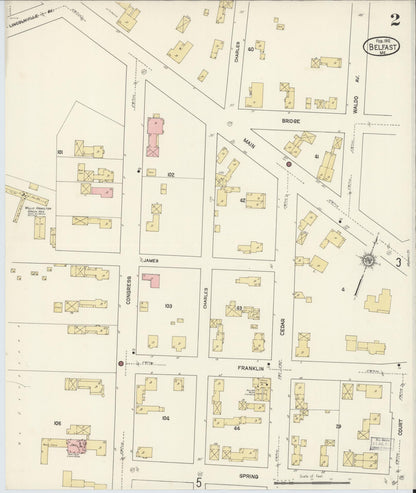 Sanborn Fire Insurance Map from Belfast, Waldo County, Maine (1912), Sheet #0002 - Complete Map Set gallery image, historic Sanborn map, vintage wall art, Maine Maine