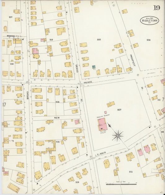 Sanborn Fire Insurance Map from Middletown, Orange County, New York (1904), Sheet #0018 - Historic Sanborn Fire Insurance Map Print, vintage old map wall art, antique decor, genealogy gift, New York New York map