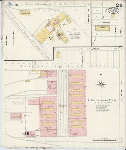 Sanborn Fire Insurance Map from Paris, Edgar County, Illinois (1908), Sheet #0020 - Complete Map Set gallery image, historic Sanborn map, vintage wall art, Illinois Illinois