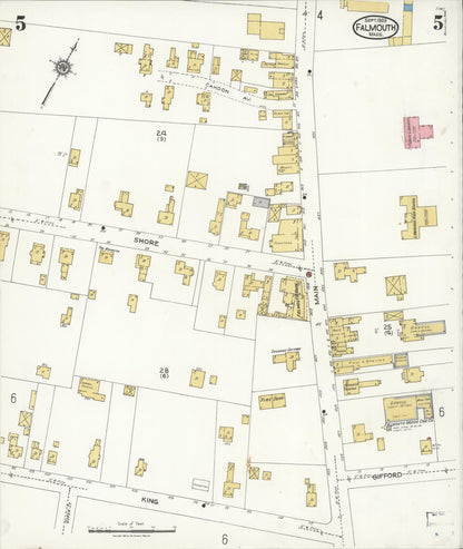 Sanborn Fire Insurance Map from Falmouth, Barnstable County, Massachusetts (1923), Sheet #0005 - Complete Map Set gallery image, historic Sanborn map, vintage wall art, Massachusetts Massachusetts