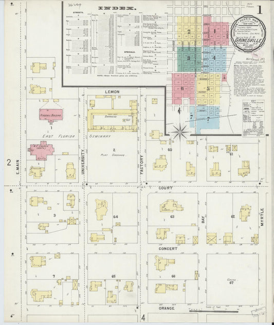 Sanborn Fire Insurance Map from Gainesville, Alachua County, Florida. (1897) – Historic Sanborn Fire Insurance Map Print