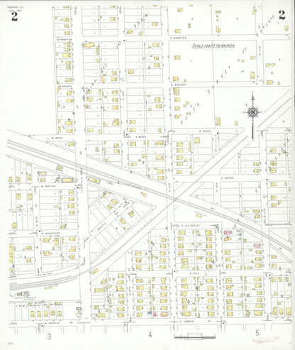 Sanborn Fire Insurance Map from Herrin, Williamson County, Illinois (1941), Sheet #0002 - Historic Sanborn Fire Insurance Map Print, vintage old map wall art, antique decor, genealogy gift, Illinois Illinois map