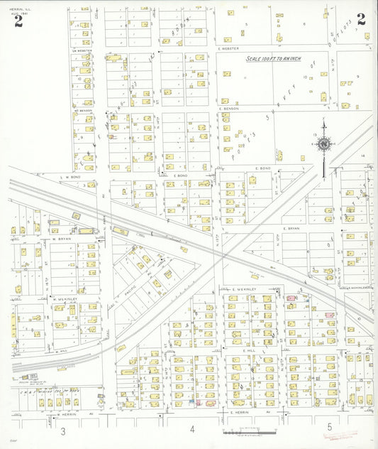 Sanborn Fire Insurance Map from Herrin, Williamson County, Illinois (1941), Sheet #0002 - Historic Sanborn Fire Insurance Map Print, vintage old map wall art, antique decor, genealogy gift, Illinois Illinois map