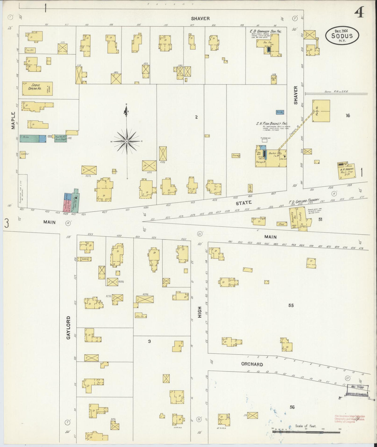 Sanborn Fire Insurance Map from Sodus, Wayne County, New York (1906), Sheet #0004 - Complete Map Set gallery image, historic Sanborn map, vintage wall art, New York New York