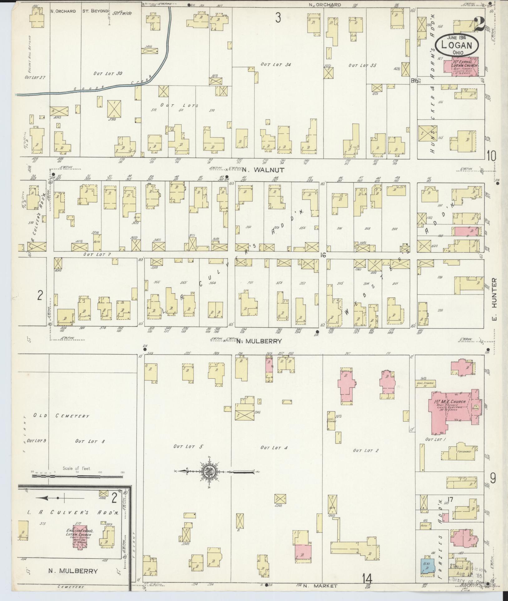 Sanborn Fire Insurance Map from Logan, Hocking County, Ohio (1914), Sheet #0002 - Complete Map Set gallery image, historic Sanborn map, vintage wall art, Ohio Ohio
