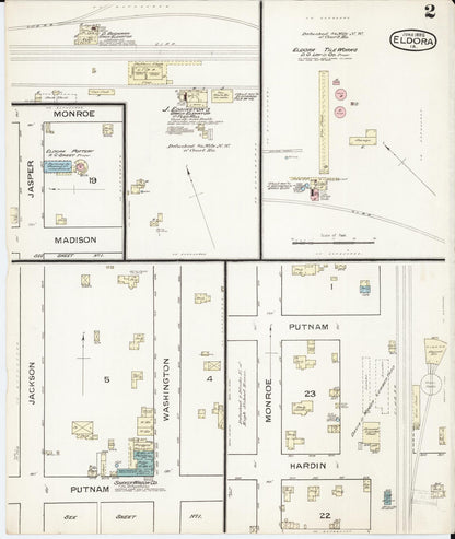 Sanborn Fire Insurance Map from Eldora, Hardin County, Iowa (1886), Sheet #0002 - Historic Sanborn Fire Insurance Map Print