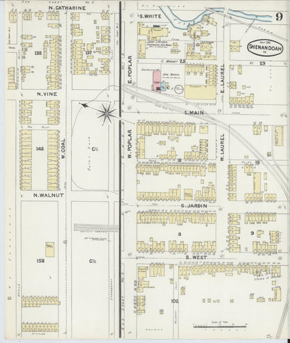 Sanborn Fire Insurance Map from Shenandoah, Schuylkill County, Pennsylvania (1891), Sheet #0009 - Historic Sanborn Fire Insurance Map Print, vintage old map wall art, antique decor, genealogy gift, Pennsylvania Pennsylvania map