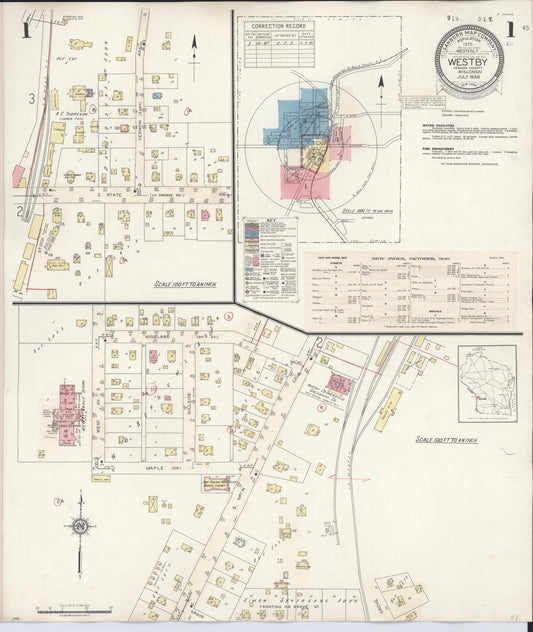 Sanborn Fire Insurance Map from Westby, Vernon County, Wisconsin (1940), Sheet #0001 - Complete Map Set gallery image, historic Sanborn map, vintage wall art, Wisconsin Wisconsin
