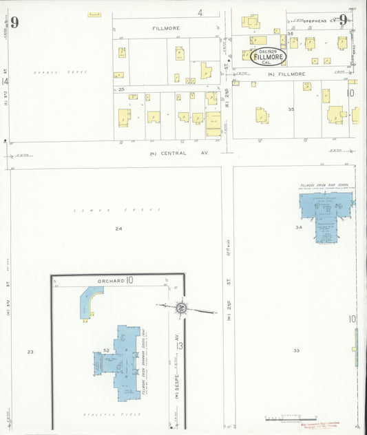 Sanborn Fire Insurance Map from Fillmore, Ventura County, California (1929), Sheet #0009 - Historic Sanborn Fire Insurance Map Print, vintage old map wall art, antique decor, genealogy gift, California California map