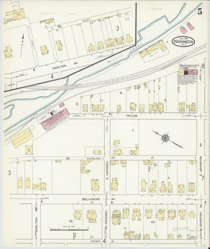 Sanborn Fire Insurance Map from Washington, Warren County, New Jersey (1914), Sheet #0005 - Historic Sanborn Fire Insurance Map Print, vintage old map wall art, antique decor, genealogy gift, New Jersey New Jersey map