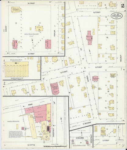 Sanborn Fire Insurance Map from Onarga, Iroquois County, Illinois (1907), Sheet #0002 - Historic Sanborn Fire Insurance Map Print, vintage old map wall art, antique decor, genealogy gift, Illinois Illinois map