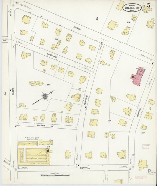 Sanborn Fire Insurance Map from Winchester, Middlesex County, Massachusetts (1910), Sheet #0005 - Historic Sanborn Fire Insurance Map Print, vintage old map wall art, antique decor, genealogy gift, Massachusetts Massachusetts map