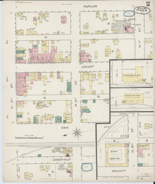 Sanborn Fire Insurance Map from Pana, Christian County, Illinois (1886), Sheet #0002 - Historic Sanborn Fire Insurance Map Print, vintage old map wall art, antique decor, genealogy gift, Illinois Illinois map