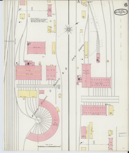 Sanborn Fire Insurance Map from Moberly, Randolph County, Missouri (1893), Sheet #0006 - Complete Map Set gallery image, historic Sanborn map, vintage wall art, Missouri Missouri