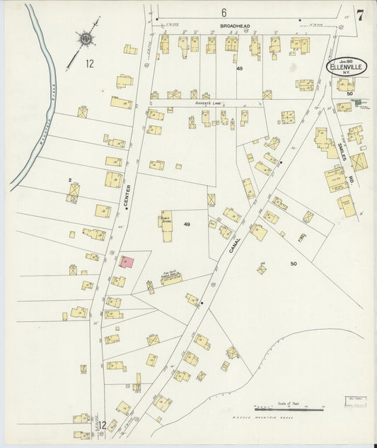 Sanborn Fire Insurance Map from Ellenville, Ulster County, New York (1910), Sheet #0007 - Historic Sanborn Fire Insurance Map Print, vintage old map wall art, antique decor, genealogy gift, New York New York map