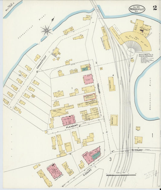 Sanborn Fire Insurance Map from Woodsville, Grafton County, New Hampshire (1905), Sheet #0002 - Historic Sanborn Fire Insurance Map Print, vintage old map wall art, antique decor, genealogy gift, New Hampshire New Hampshire map