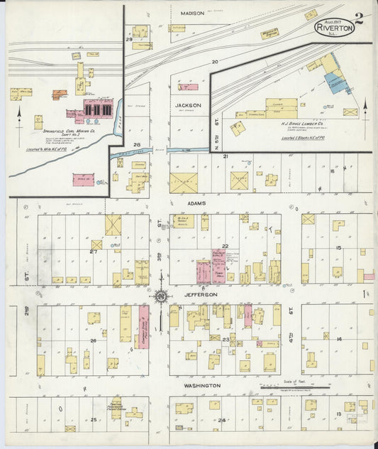 Sanborn Fire Insurance Map from Riverton, Sangamon County, Illinois (1917), Sheet #0002 - Historic Sanborn Fire Insurance Map Print, vintage old map wall art, antique decor, genealogy gift, Illinois Illinois map