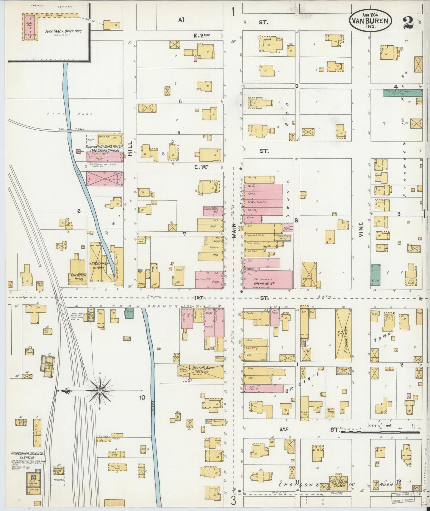 Sanborn Fire Insurance Map from Van Buren, Grant County, Indiana (1904), Sheet #0002 - Complete Map Set gallery image, historic Sanborn map, vintage wall art, Indiana Indiana