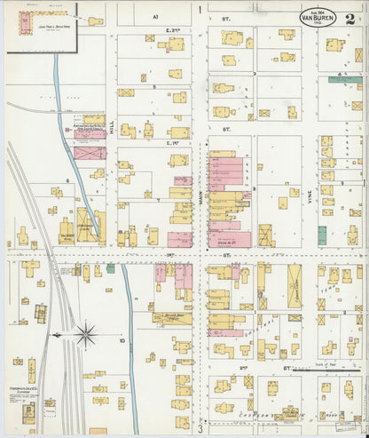 Sanborn Fire Insurance Map from Van Buren, Grant County, Indiana (1904), Sheet #0002 - Complete Map Set gallery image, historic Sanborn map, vintage wall art, Indiana Indiana