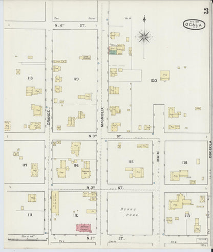 Sanborn Fire Insurance Map from Ocala, Marion County, Florida (1891), Sheet #0003 - Complete Map Set gallery image, historic Sanborn map, vintage wall art, Florida Florida
