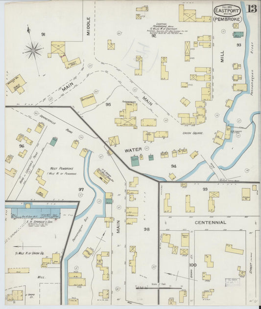 Sanborn Fire Insurance Map from Eastport, Washington County, Maine (1893), Sheet #0013 - Historic Sanborn Fire Insurance Map Print, vintage old map wall art, antique decor, genealogy gift, Maine Maine map
