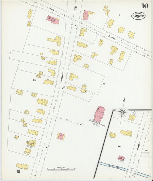 Sanborn Fire Insurance Map from Hamilton, Madison County, New York (1901), Sheet #0010 - Historic Sanborn Fire Insurance Map Print, vintage old map wall art, antique decor, genealogy gift, New York New York map