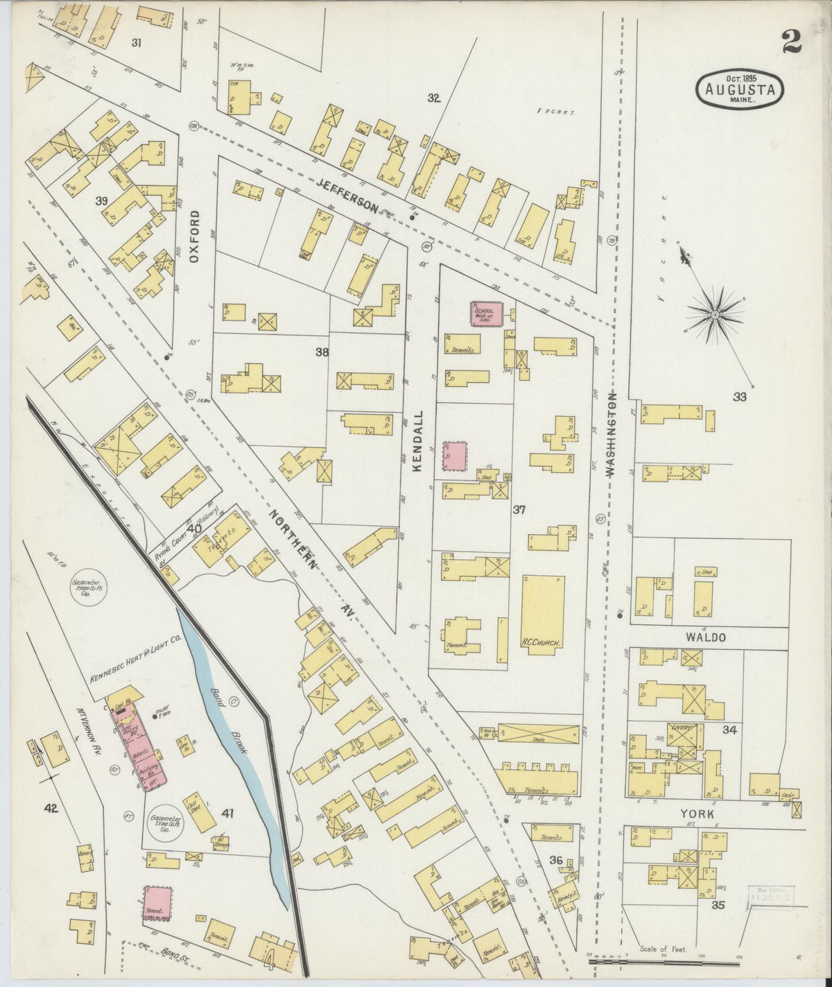 Sanborn Fire Insurance Map from Augusta, Kennebec County, Maine (1895), Sheet #0002 - Complete Map Set gallery image, historic Sanborn map, vintage wall art, Maine Maine