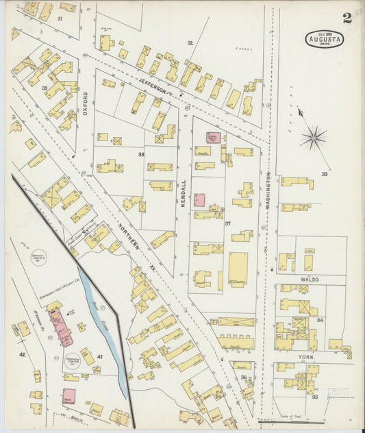 Sanborn Fire Insurance Map from Augusta, Kennebec County, Maine (1895), Sheet #0002 - Complete Map Set gallery image, historic Sanborn map, vintage wall art, Maine Maine
