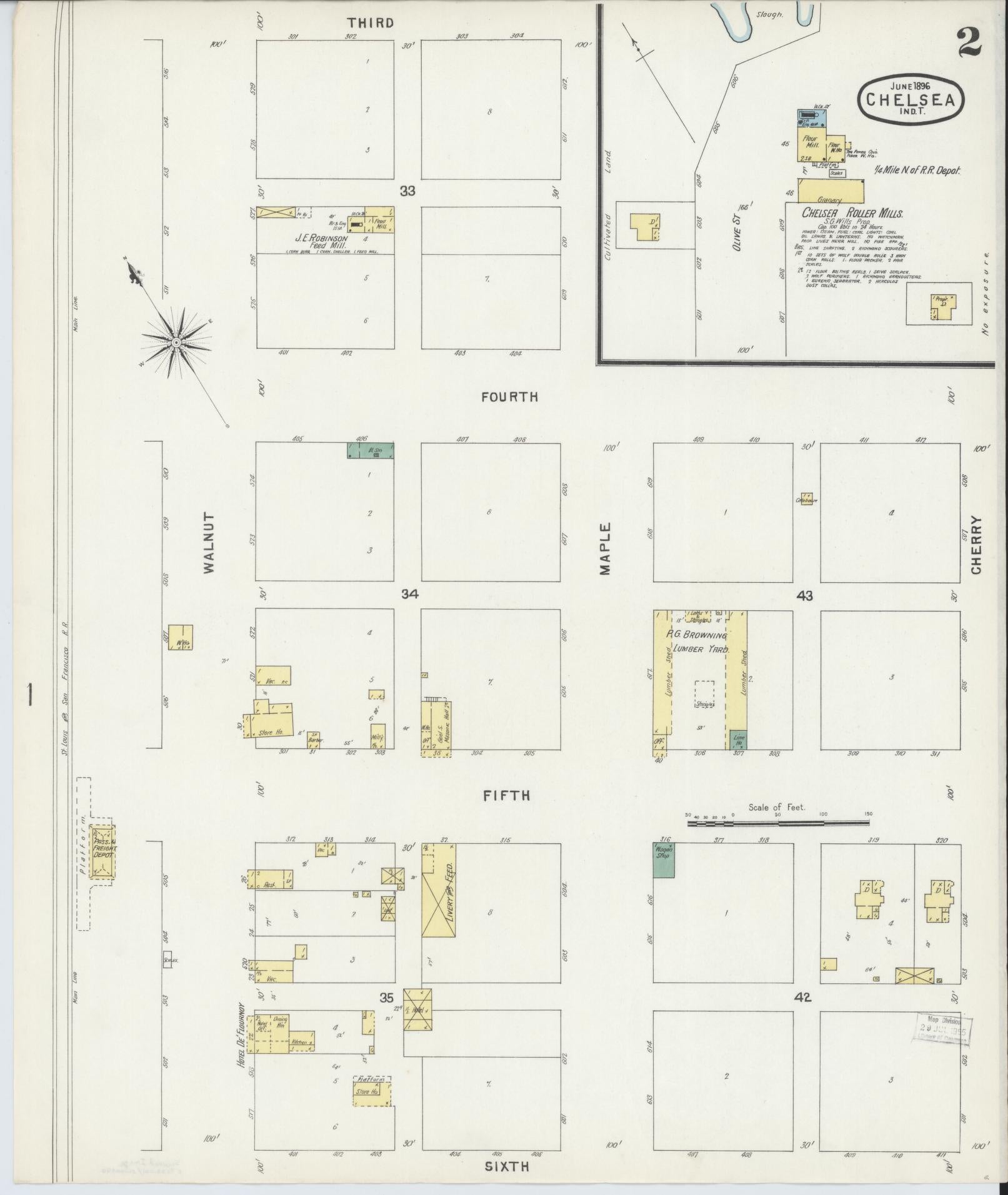 Sanborn Fire Insurance Map from Chelsea, Rogers County, Oklahoma (1896), Sheet #0002 - Complete Map Set gallery image, historic Sanborn map, vintage wall art, Oklahoma Oklahoma