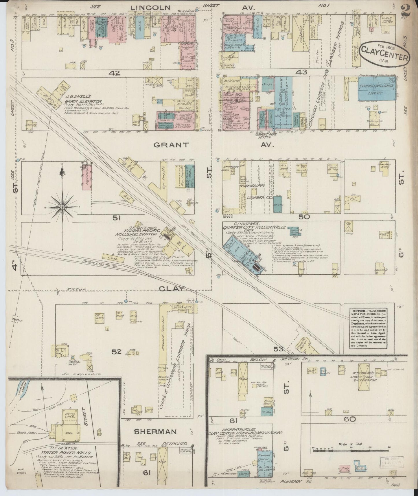 Sanborn Fire Insurance Map from Clay Center, Clay County, Kansas (1885), Sheet #0002 - Complete Map Set gallery image, historic Sanborn map, vintage wall art, Kansas Kansas