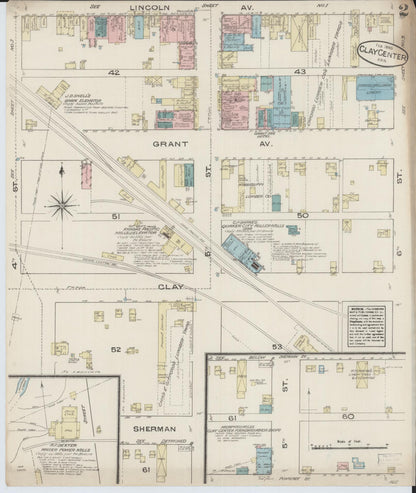 Sanborn Fire Insurance Map from Clay Center, Clay County, Kansas (1885), Sheet #0002 - Complete Map Set gallery image, historic Sanborn map, vintage wall art, Kansas Kansas