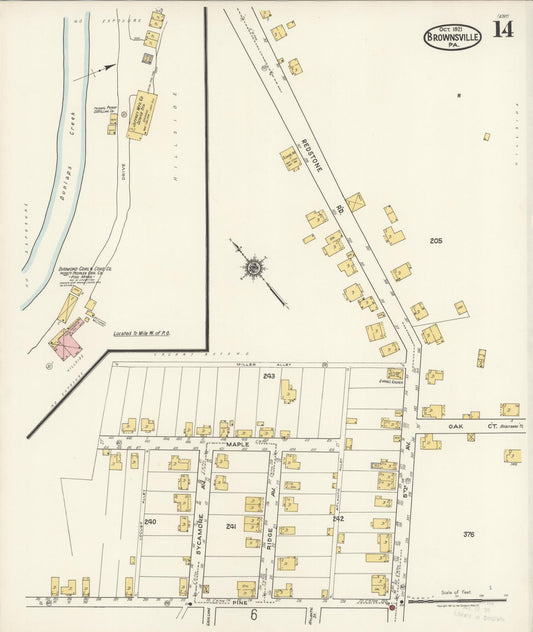 Sanborn Fire Insurance Map from Brownsville, Fayette County, Pennsylvania (1921), Sheet #0014 - Historic Sanborn Fire Insurance Map Print, vintage old map wall art, antique decor, genealogy gift, Pennsylvania Pennsylvania map