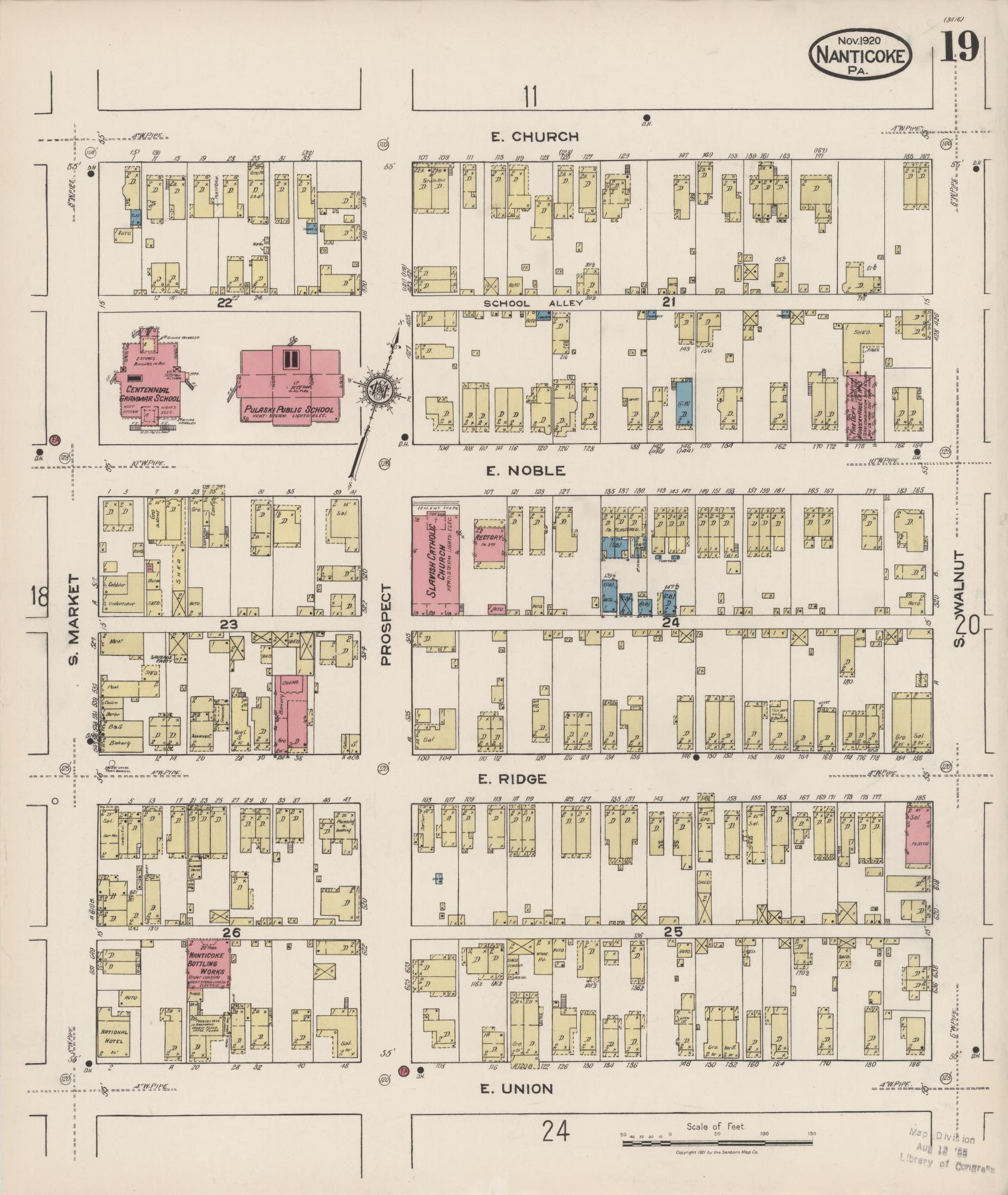 Sanborn Fire Insurance Map from Nanticoke, Luzerne County, Pennsylvania (1920), Sheet #0019 - Historic Sanborn Fire Insurance Map Print, vintage old map wall art, antique decor, genealogy gift, Pennsylvania Pennsylvania map