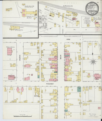 Sanborn Fire Insurance Map from Kingston, Ross County, Ohio (1895), Sheet #0001 - Historic Sanborn Fire Insurance Map Print, vintage old map wall art, antique decor, genealogy gift, Ohio Ohio map