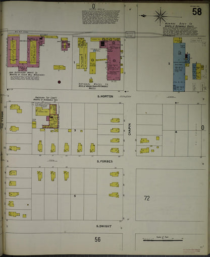 Sanborn Fire Insurance Map from Jackson, Jackson County, Michigan (1907), Sheet #0058 - Historic Sanborn Fire Insurance Map Print, vintage old map wall art, antique decor, genealogy gift, Michigan Michigan map