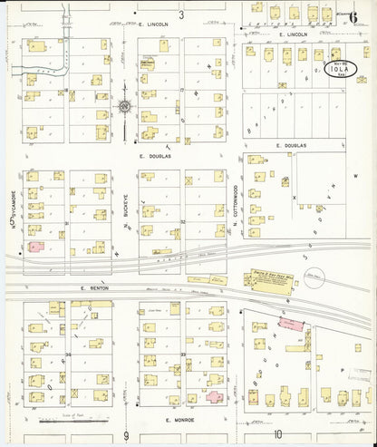 Sanborn Fire Insurance Map from Iola, Allen County, Kansas (1912), Sheet #0006 - Complete Map Set gallery image, historic Sanborn map, vintage wall art, Kansas Kansas