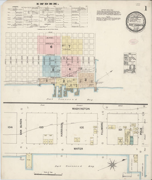 Sanborn Fire Insurance Map from Port Townsend, Jefferson County, Washington (1888), Sheet #0001 - Complete Map Set gallery image, historic Sanborn map, vintage wall art, Washington Washington
