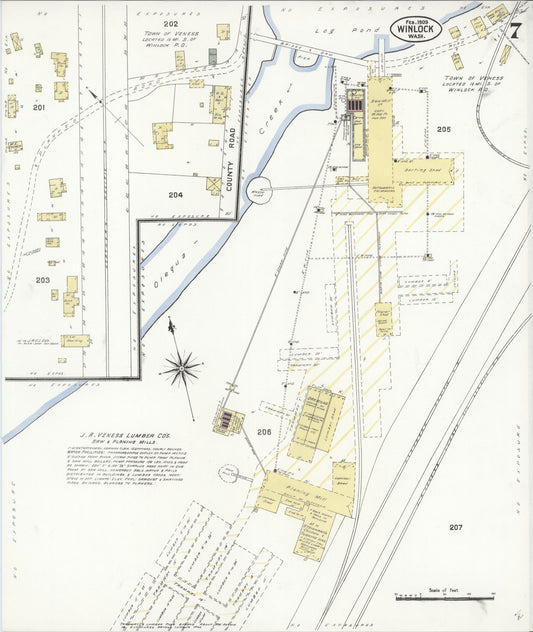 Sanborn Fire Insurance Map from Winlock, Lewis County, Washington (1909), Sheet #0007 - Historic Sanborn Fire Insurance Map Print, vintage old map wall art, antique decor, genealogy gift, Washington Washington map