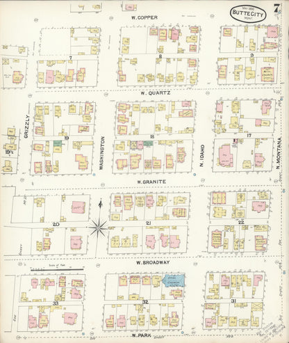 Sanborn Fire Insurance Map from Butte, Silver Bow County, Montana (1890), Sheet #0007 - Complete Map Set gallery image, historic Sanborn map, vintage wall art, Montana Montana